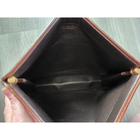 Christian Dior Vintage Trotter Monogram Clutch Bag Brown Canvas & Leather - Picture 4 of 7